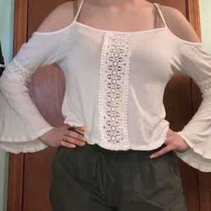 White Boho Flowy Lace Shirt